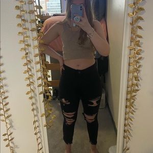 Black ripped American Eagle skinny jeans